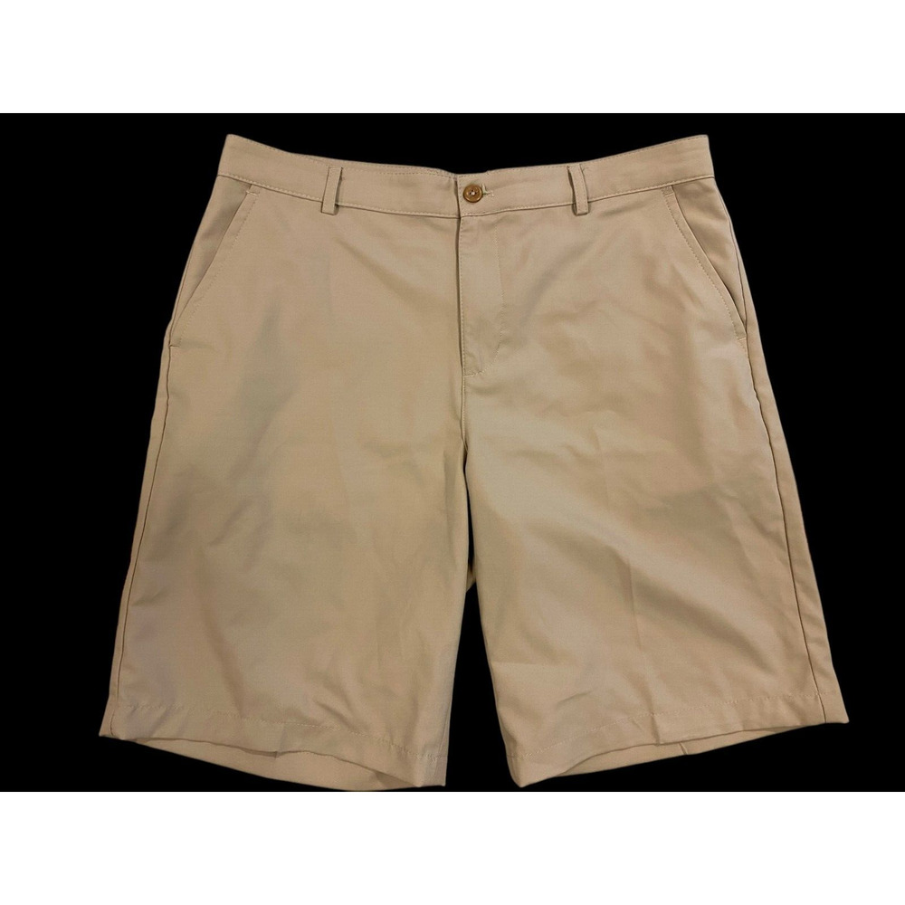 Izod Golf Shorts Classic Fit Beige Flat Wicking Performance 10" INS Mens 36